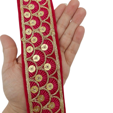 Embroidered Velvet Fabric Sequins Trim Indian Sari Border, Sequin Trimming, Sequinned Lace